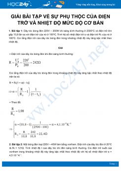 Hướng dẫn giải bài tập về Sự phụ thộc của điện trở và nhiệt độ mức độ cơ bản môn Vật Lý 11