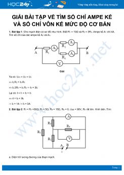 Hướng dẫn giải chi tiết dạng bài tập về tìm số chỉ ampe kế và số chỉ vôn kế mức độ cơ bản môn Vật Lý 11