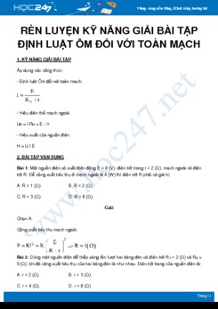 Rèn luyện kỹ năng giải bài tập định luật Ôm đối với toàn mạch môn Vật Lý 11 năm 2020