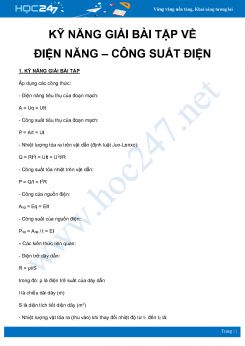 Rèn luyện kỹ năng giải bài tập về Điện năng – Công suất điện môn Vật Lý 11 năm 2020