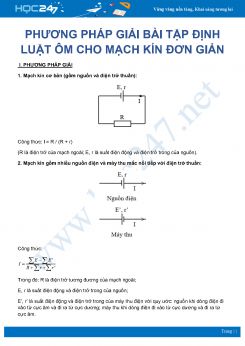 Phương pháp giải bài tập Định luật Ôm cho mạch kín đơn giản môn Vật Lý 11 năm 2020