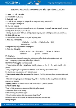 Phương pháp giải một số dạng bài tập về Đisaccarit môn Hóa 12 năm 2020