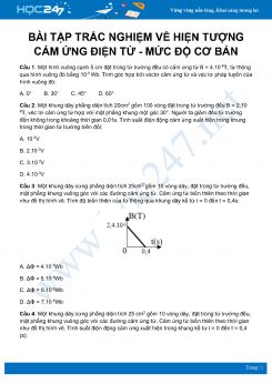 25 câu trắc nghiệm về Hiện tượng cảm ứng điện từ môn Vật Lý 11 có đáp án - mức độ cơ bản