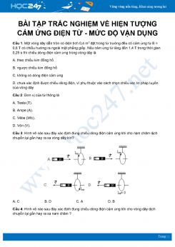 25 câu trắc nghiệm về Hiện tượng cảm ứng điện từ môn Vật Lý 11 có đáp án - mức độ vận dụng