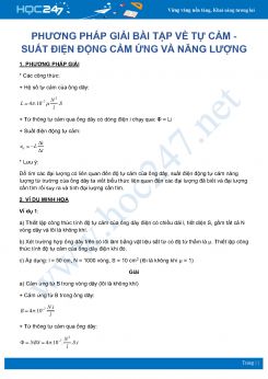 Phương pháp giải bài tập Tự cảm - Suất điện động cảm ứng - Năng lượng môn Vật Lý 11