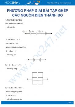 Phương pháp giải dạng bài tập Ghép các nguồn điện thành bộ môn Vật Lý 11 năm 2020