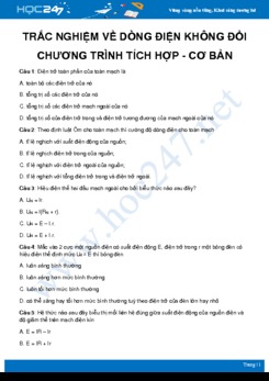 Bài tập về Dòng điện không đổi môn Vật Lý 11 chương trình tích hợp - Cơ bản có lời giải chi tiết