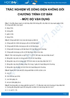 Bài tập về Dòng điện không đổi môn Vật Lý 11 Cơ bản - mức độ vận dụng có lời giải chi tiết