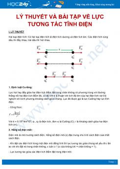 Tổng hợp lý thuyết và bài tập về Lực tương tác tĩnh điện môn Vật Lý 11 năm 2020