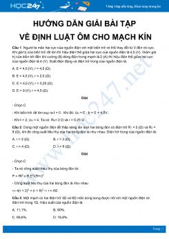 Hướng dẫn giải chi tiết bài tập về Định luật Ôm cho mạch kín môn Vật Lý 11 năm 2020