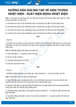 Hướng dẫn giải bài tập về Hiện tượng nhiệt điện, Suất điện động nhiệt điện môn Vật Lý 11 năm 2020