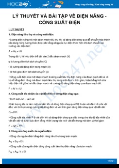 Tổng hợp lý thuyết và bài tập về Điện năng và Công suất điện môn Vật Lý 11 năm 2020