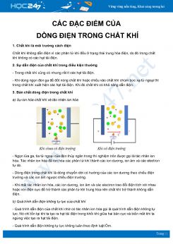 Tổng hợp các đặc điểm của Dòng điện trong chất khí môn Vật Lý 11 năm 2020