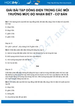 Hướng dẫn giải bài tập về Dòng điện trong các môi trường môn Vật Lý 11 Cơ bản – mức độ nhận biết