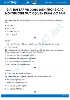 Hướng dẫn giải bài tập về Dòng điện trong các môi trường môn Vật Lý 11 Cơ bản - mức độ vận dụng