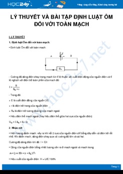 Tổng hợp lý thuyết và bài tập về Định luật Ôm đối với toàn mạch môn Vật Lý 11 năm 2020