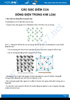 Tổng ôn về các đặc điểm của Dòng điện trong kim loại môn Vật Lý 11 năm 2020