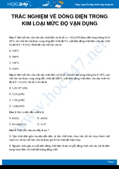 30 câu trắc nghiệm về Dòng điện trong kim loại mức độ vận dụng môn Vật Lý 11 năm 2020 có đáp án