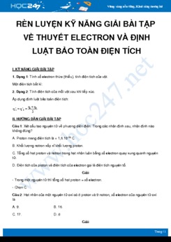 Rèn luyện kỹ năng giải bài tập về thuyết electron và định luật bảo toàn điện tích môn Vật Lý 11 năm 2020