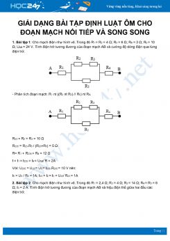 Hướng dẫn giải chi tiết các bài tập Định luật Ôm cho đoạn mạch nối tiếp và song song môn Vật Lý 11