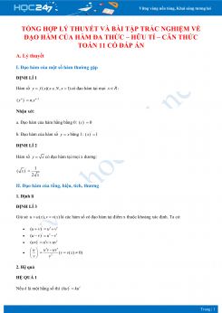 Tổng hợp lý thuyết và bài tập trắc nghiệm về Đạo hàm của hàm đa thức-hữu tỉ-căn thức Toán 11 có đáp án