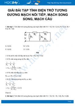 Hướng dẫn giải bài tập Tính điện trở tương đương mạch nối tiếp, mạch song song, mạch cầu môn Vật Lý 11