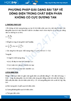 Phương pháp giải dạng bài tập về Dòng điện trong chất điện phân không có cực dương tan môn Vật Lý 11