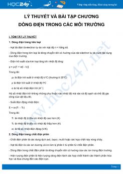 Tổng hợp lý thuyết và bài tập chương Dòng điện trong các môi trường môn Vật Lý 11 năm 2020