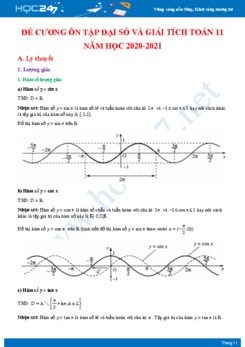 Đề cương ôn tập Đại số và giải tích Toán 11 năm học 2020-2021