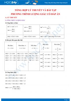 Tổng hợp lý thuyết và bài tập về Phương trình lượng giác Toán 11 có đáp án