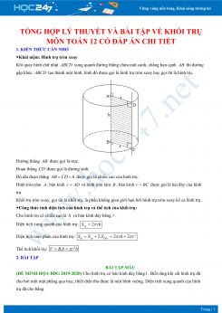 Tổng hợp lý thuyết và bài tập về Khối trụ môn Toán 12 có đáp án chi tiết