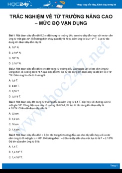 25 bài tập trắc nghiệm về Từ trường Nâng cao có đáp án – mức độ vận dụng môn Vật Lý 11 năm 2020
