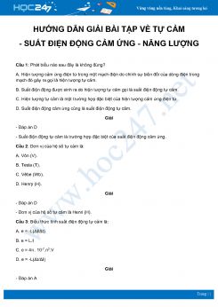 Hướng dẫn giải bài tập về Tự cảm, Suất điện động cảm ứng và Năng lượng môn Vật Lý 11