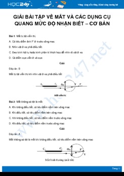 Hướng dẫn giải bài tập về Mắt và Các dụng cụ quang – mức độ nhận biết môn Vật Lý 11 Cơ bản