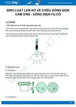 Tổng hợp lý thuyết và bài tập về định luật Len-xơ về chiều dòng điện cảm ứng và dòng điện Fu-cô môn Vật Lý 11