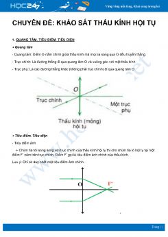 Chuyên đề Khảo sát thấu kính hội tụ môn Vật Lý 11 năm 2020