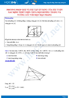 Phương pháp giải và bài tập áp dụng của bài toán Xác định thiết diện chứa một đường thẳng và vuông góc với một mặt phẳng