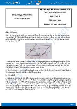 Đề thi chọn học sinh giỏi quốc gia môn Vật Lý - Ngày thi thứ nhất - năm 2020-2021