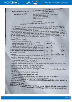Đề thi chọn học sinh giỏi quốc gia môn Vật Lý - Ngày thi thứ ba - năm 2020-2021