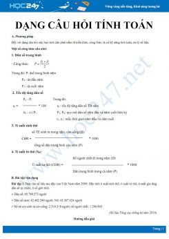 Phương pháp giải Các câu hỏi dạng tính toán về Dân số và gia tăng dân số Địa lí 12