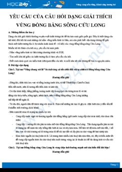 Một số điều lưu ý khi làm bài tập dạng giải thích về vùng ĐB Sông Cửu Long Địa lí 12