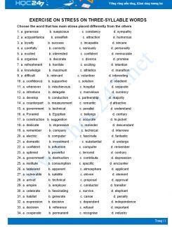 100 câu bài tập trọng âm hay có đáp án Tiếng Anh 10