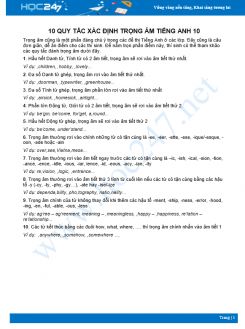 10 quy tắc trọng âm Tiếng Anh 10