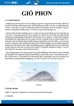 Lý thuyết và bài tập ôn tập Tác động của địa hình đến Gió phơn Địa lí 10