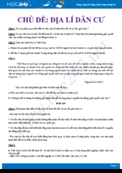 Bài tập tự luận ôn tập chủ đề Địa lí dân cư Địa lí 12 mức độ thông hiểu