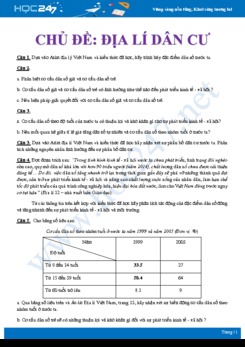 Hướng dẫn giải bài tập tự luận ôn tập chủ đề Địa lí dân cư Địa lí 12 mức độ vận dụng thấp