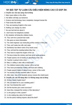 101 bài tập tự luận câu bị động Tiếng Anh 11 nâng cao có đáp án