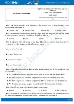 Bộ 5 đề thi thử tốt nghiệp THPT QG môn Vật Lý 12 năm 2021 có đáp án