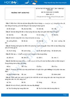 Bộ 5 đề thi thử THPT QG môn Vật Lý năm 2021 lần 1 - có đáp án