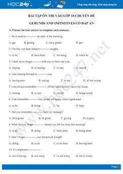 Bài tập ôn thi vào lớp 10 chuyên đề Gerunds and infinitives có đáp án